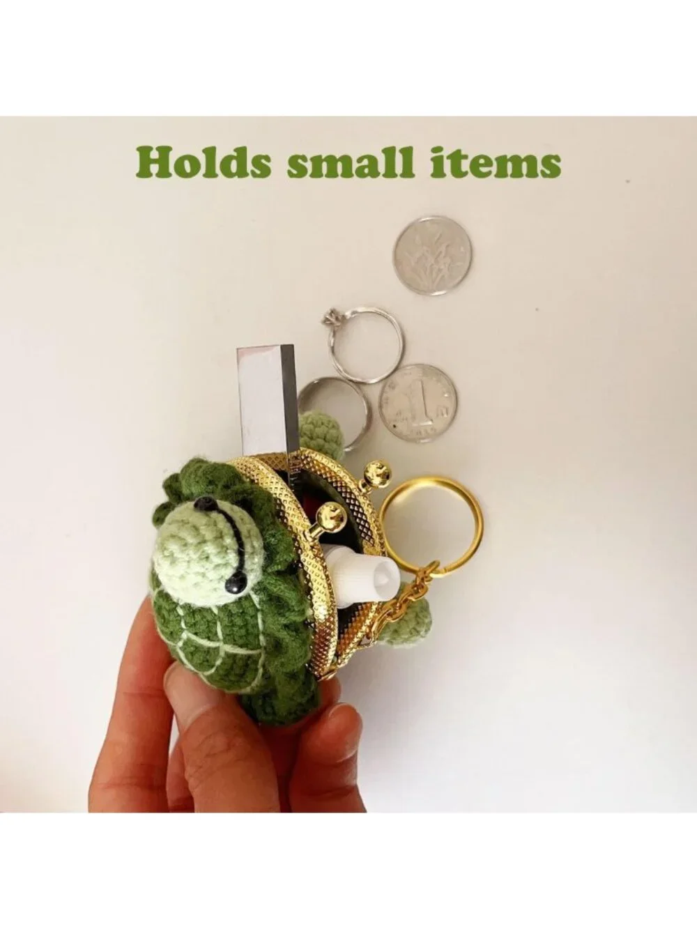 Handmade Crochet Turtle Mini Coin Purse & Keychain - USB Flash Drive Organizer